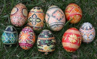 Row of Ukrainian eggs