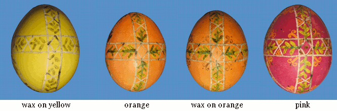 4 stages of colors on a Ukrainian-style egg